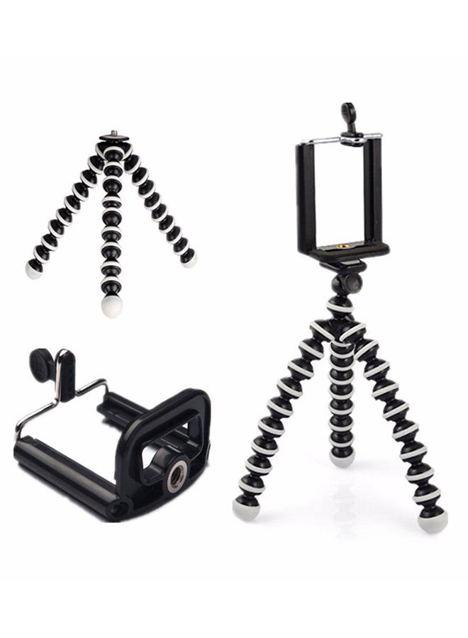 MARGOUN - Flexible Tripod For iPhone Android Camera Bendable Legs Adjustable Stand Holder For Selfies Vlogging Beauty Makeup Live Streaming Recording / Black Black/White - Image 1