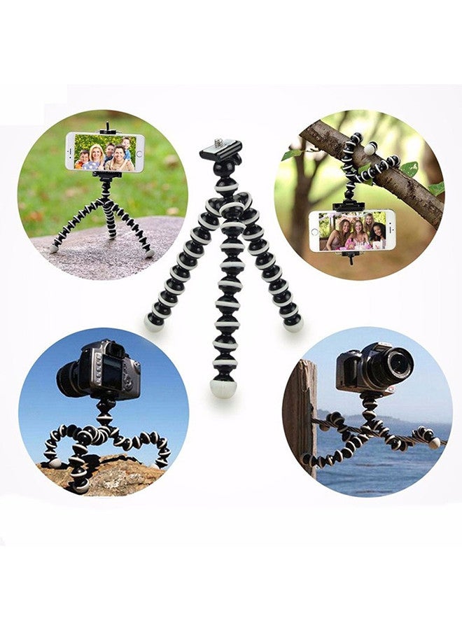 MARGOUN - Flexible Tripod For iPhone Android Camera Bendable Legs Adjustable Stand Holder For Selfies Vlogging Beauty Makeup Live Streaming Recording / Black Black/White - Image 1