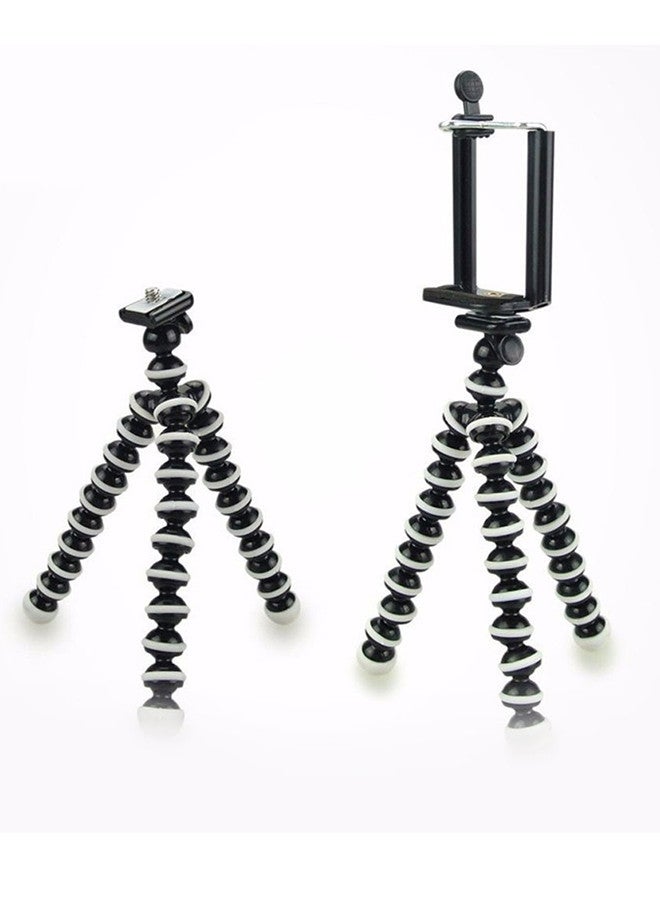 MARGOUN - Flexible Tripod For iPhone Android Camera Bendable Legs Adjustable Stand Holder For Selfies Vlogging Beauty Makeup Live Streaming Recording / Black Black/White - Image 1