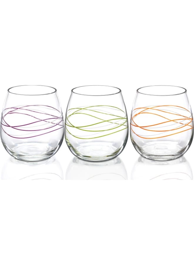 ديكافر طقم أكواب زجاجية للمشروبات مكون من 3 قطع متعدد الألوان 300ملليلتر - Image 1