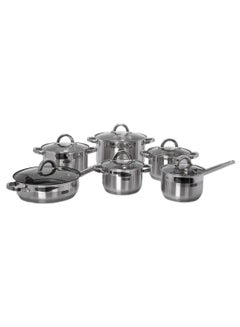 ALBERTO 12-Piece Stainless Steel Cookware Set Stainless Steel 52x23x28cm  - Image 1