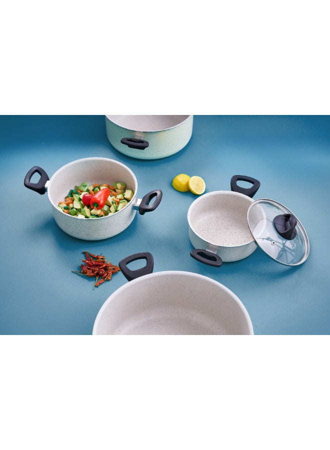 Trust 8-Piece Non Stick Cookware Set White/Black - Image 4