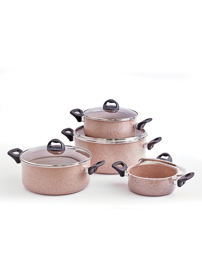 Trust 8-Piece Aluminium Cookware Set Rose Gold/Black - Image 1