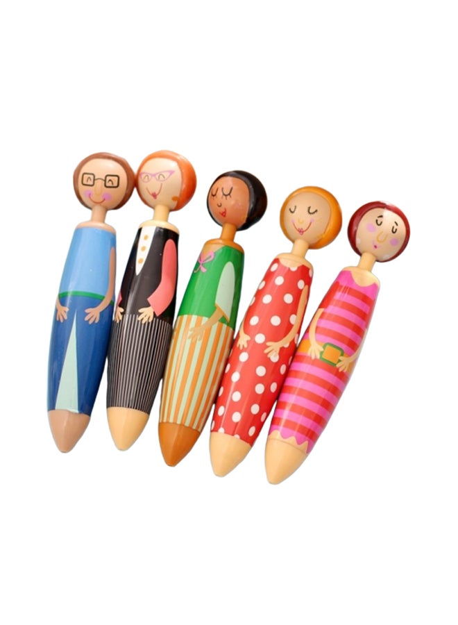 5-Piece Creative Cute Cartoon Little Girl Chunky Ballpoint Pen Set Multicolour