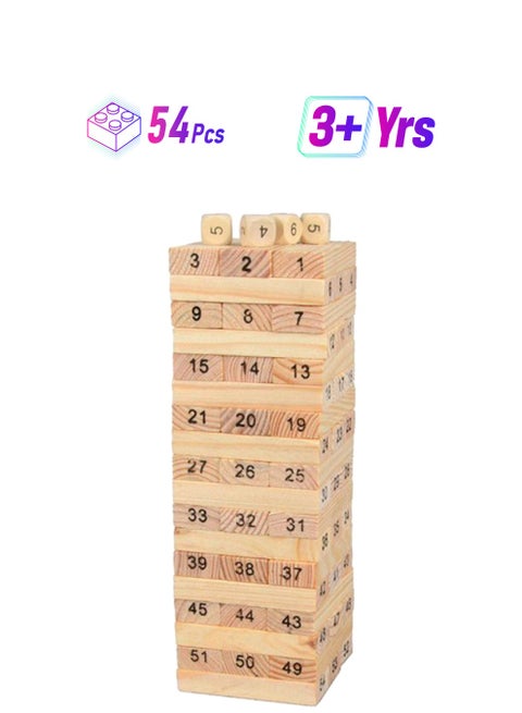 00021LGQ 54-Piece Tower Hardwood Building Blocks Toy Set 54 3+ Years