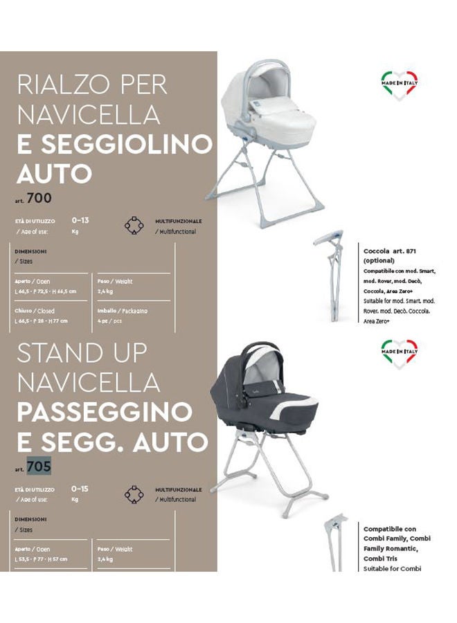 cam - Baby Carrycot Stand And Car Seat, Compatible With Coast Carrycots, Stand, Natural Folding Stand, Travel Stand, Maximum Hygiene In The Home, Compact Folding, Fluido Up To 0 To 15 Kg. - White - Image 1