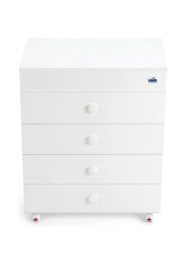 cam Baby Changing Station With Cabinet - Beige/White - Baby Bath, Made In Italy, Changing Station With Drawers, 3 Products In One, Diaper Changing Table, With Wheels, Wood Changing Cabinet