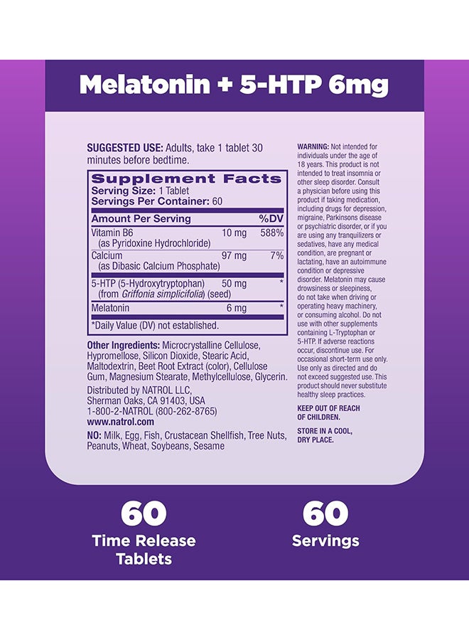 NATROL - Melatonin 5-HTP Advanced Sleep Triple Action Formula 60 Tablets - Image 1