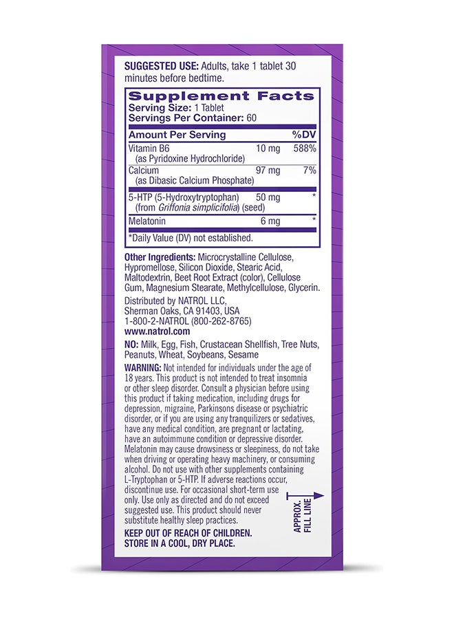 NATROL - Melatonin 5-HTP Advanced Sleep Triple Action Formula 60 Tablets - Image 1
