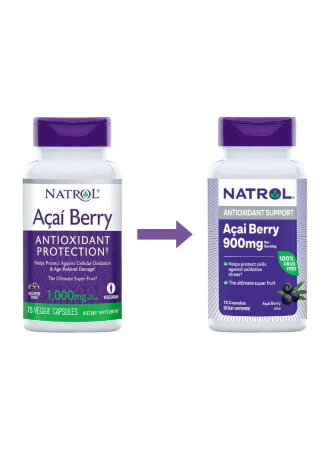 NATROL - Acai Berry Antioxidant Protection 1000Mg, 75 Veggie Capsules - Image 1