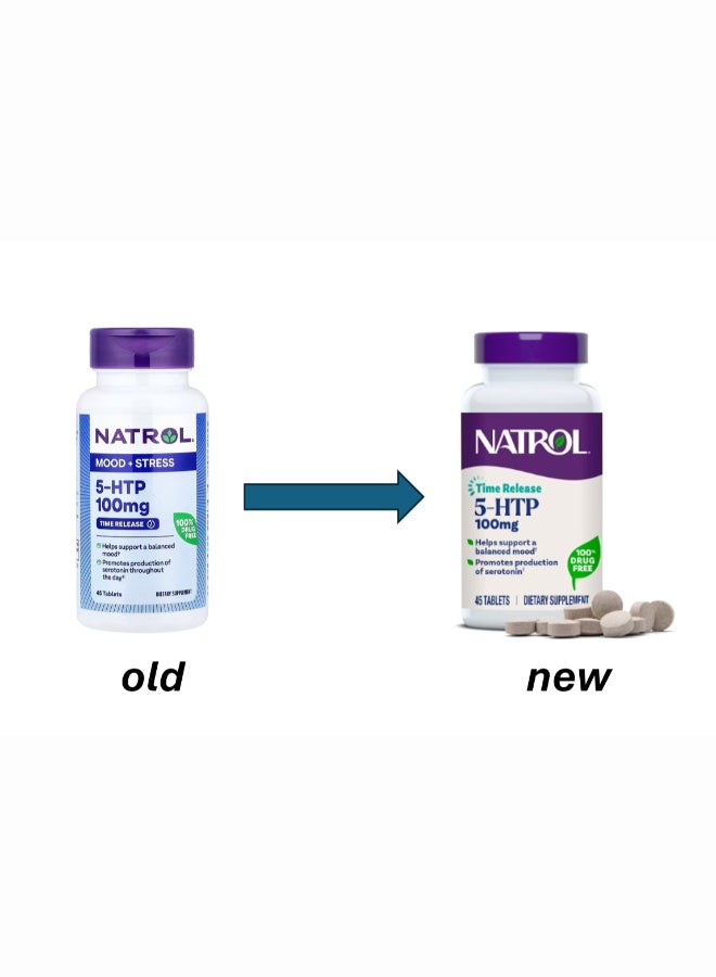 Natrol Mood Plus Stress, 5-Htp 100Mg - 45 Tablets Packaging May Vary - Image 1