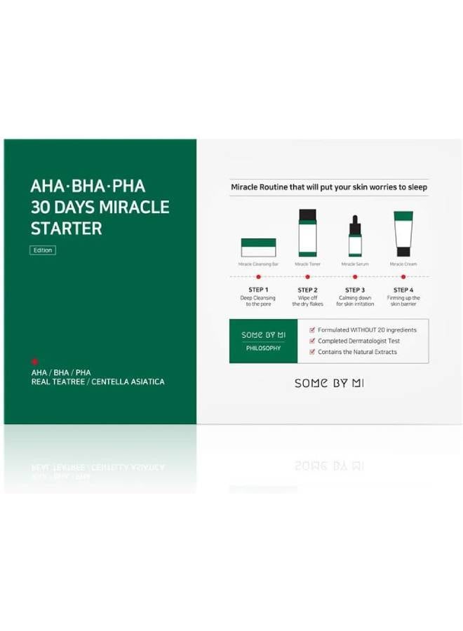 Some by Mi - AHA.BHA.PHA 30 Days Miracle Starter Kit 4 Pcs Set (Toner 30ml+Serum 10ml+Cream 20g+Cleansing Bar 25g) Clear - Image 1