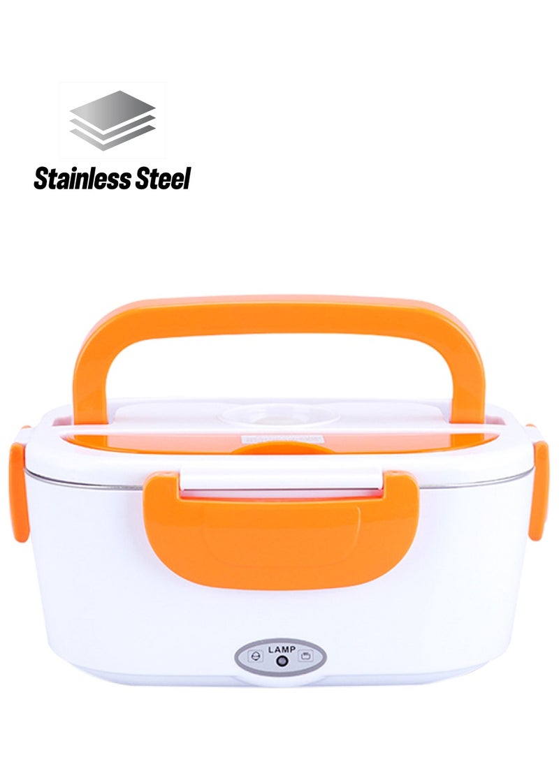 Portable Electric Heating Lunch Box Container Orange/White 238 x 170 x 108mm