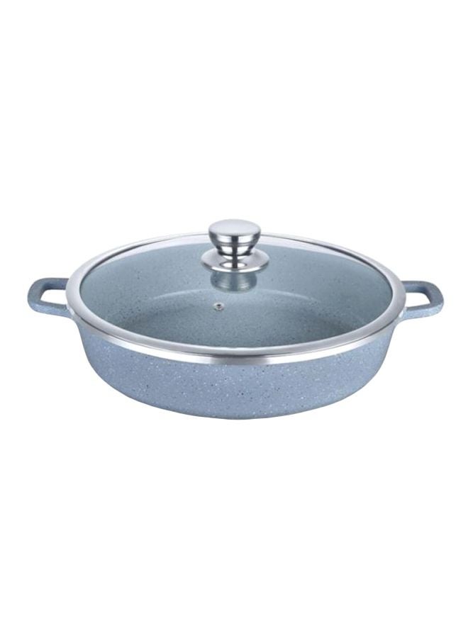 DESSINI Versatile Efficient Non-stick Stay Cool Handled Shallow Casserole Pot Bowl Deep Fry Pan Cookware Tool Blue 40cm 