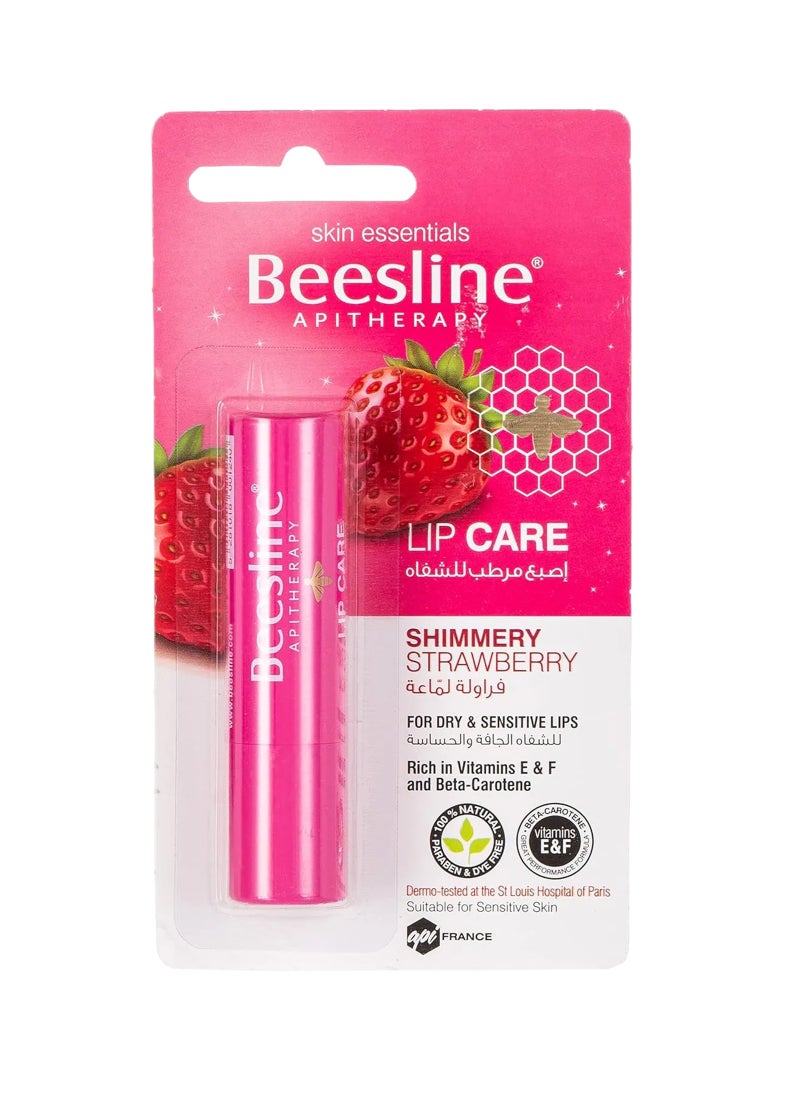 Beesline Shimmery Strawberry Lip Care 4g Pink 4grams - Image 1