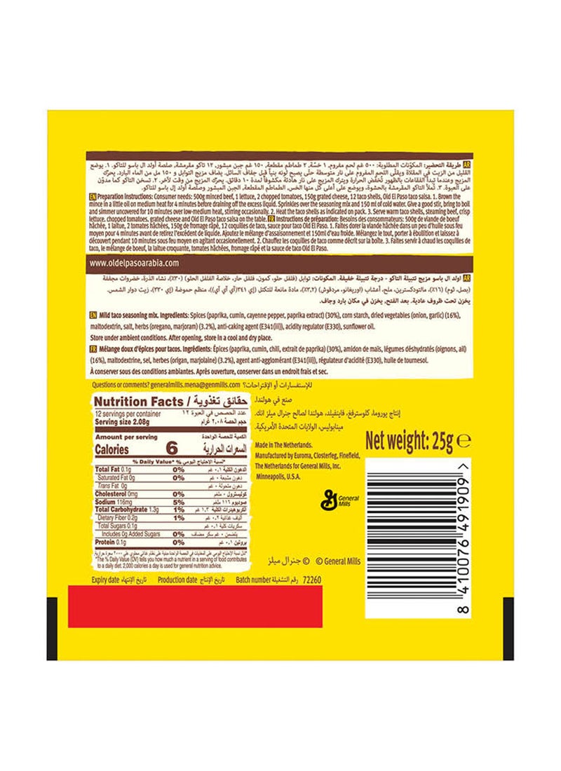 Old El Paso Taco Mild Beef Spice Mix Original 25grams - Image 2