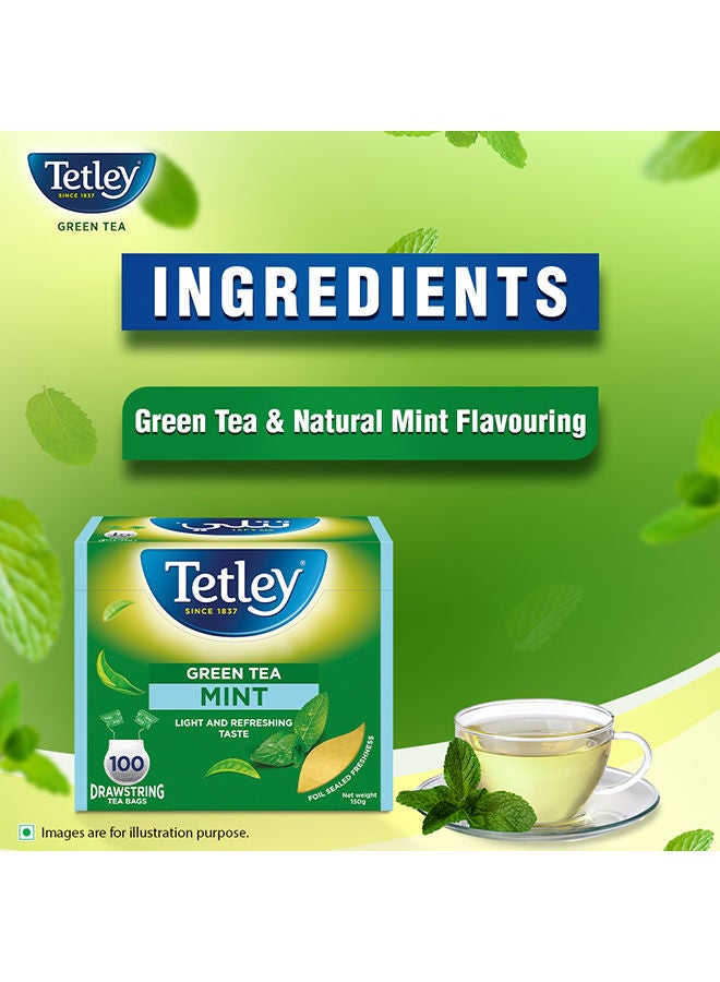 Tetley - Mint Green Tea 100 Bags 150.0grams - Image 1