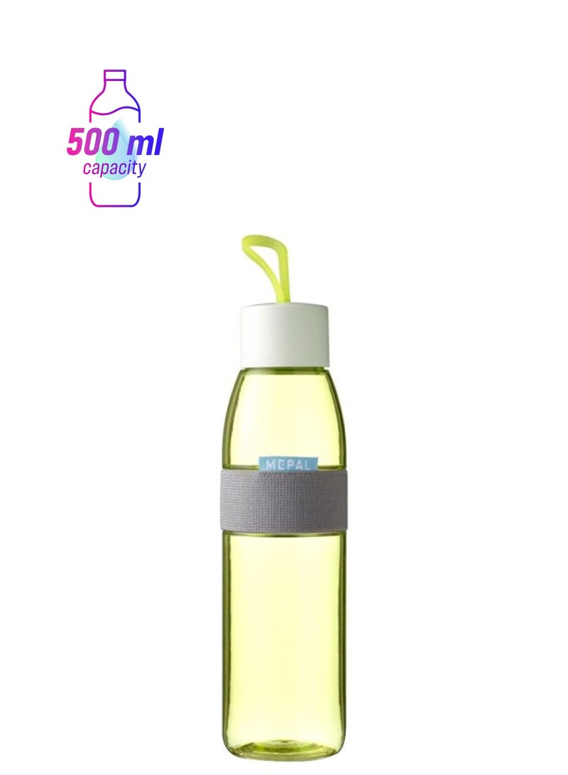 زجاجة مياه بتصميم بيضاوي أخضر ليموني/أبيض 270x63x63ملليلتر