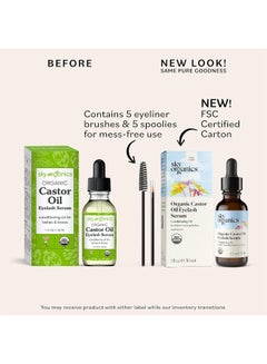 Sky Organics Organic Castor Oil Eyelash Serum, 1 fl oz Packaging May Vary Clear  - Image 3