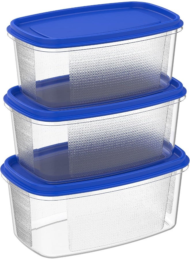 Cosmoplast - Plastic Food Savers Oval Containers Set Blue - Image 1