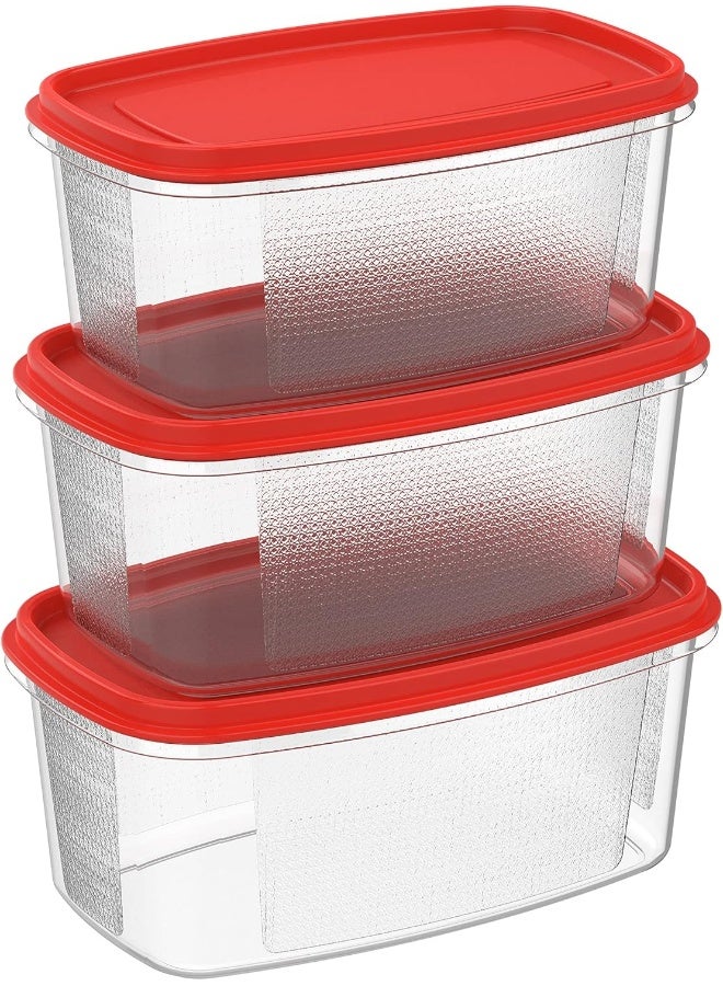 Cosmoplast - Plastic Food Savers Oval Containers Set Red - Image 1