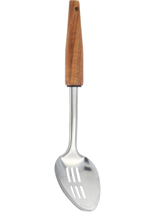 Natural Life Stainless Steel Slotted Serving Spoon Silver/Brown 31.7 x 7.2 x 5cm  - Image 3