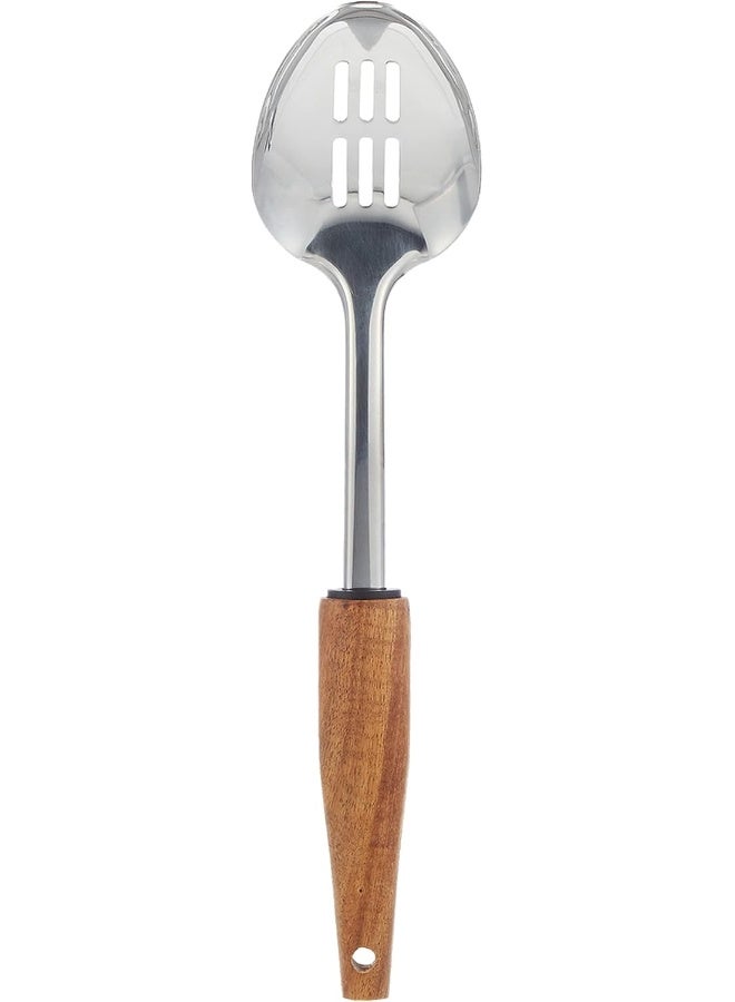 Natural Life Stainless Steel Slotted Serving Spoon Silver/Brown 31.7 x 7.2 x 5cm  - Image 4