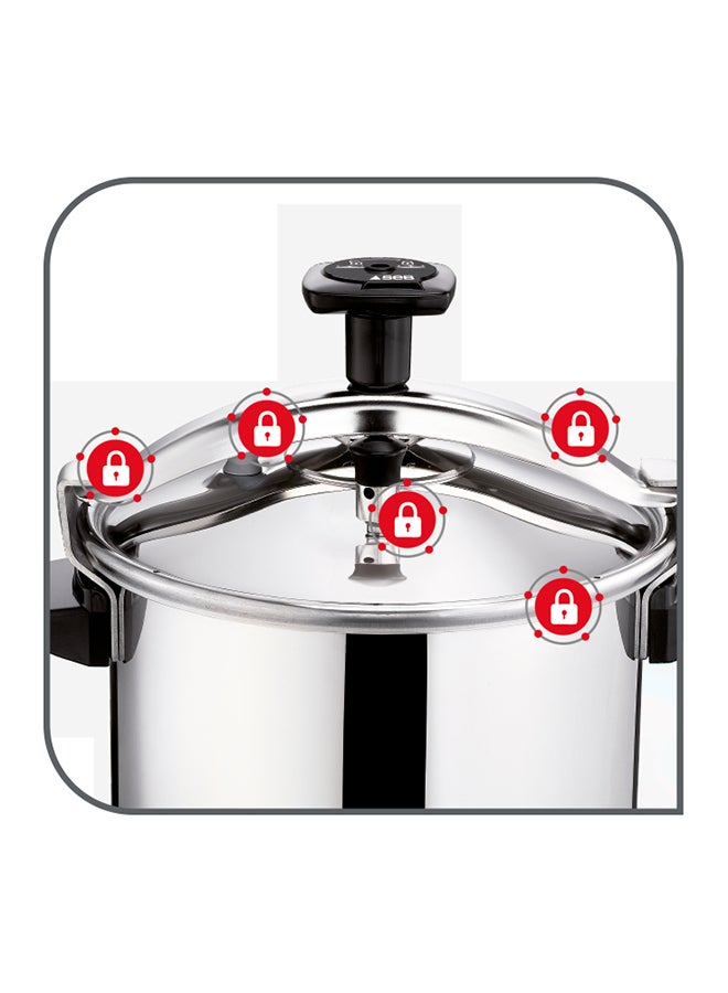 تيفال TEFAL قدر ضغط | Authentique 10 لتر | فولاذ مقاوم للصدأ | 5 أنظمة أمان | جميع مصادر الحرارة بما في ذلك الحث | ضمان لمدة سنتين | P0531634 فضي 10.0لترات  - Image 4