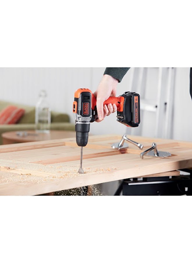 BLACK+DECKER 18V 1.5Ah Li-Ion Cordless Electric Compact Drill Driver with 2 Batteries in Kitbox for Wood Drilling & Screwdriving/Fastening, Orange/Black - BCD001C2K-GB, Orange/Black - Image 3