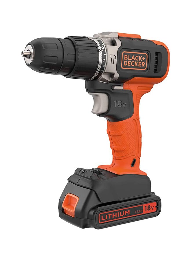 BLACK+DECKER 18V 1.5Ah 650 RPM Combi Hammer Drill with 2 Batteries in Kitbox for Metal, Wod & Masonry Drilling & Screwdriving/Fastening, Orange/Black - BCD003C2K-GB,2 years warranty Orange/Black - Image 1