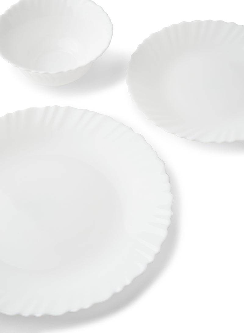 Noon East 12 Piece Opalware Dinner Set For Everyday Use - Light Weight Dishes, Plates - Dinner Plate, Side Plate, Bowl - Serves 4 - White White - Image 2