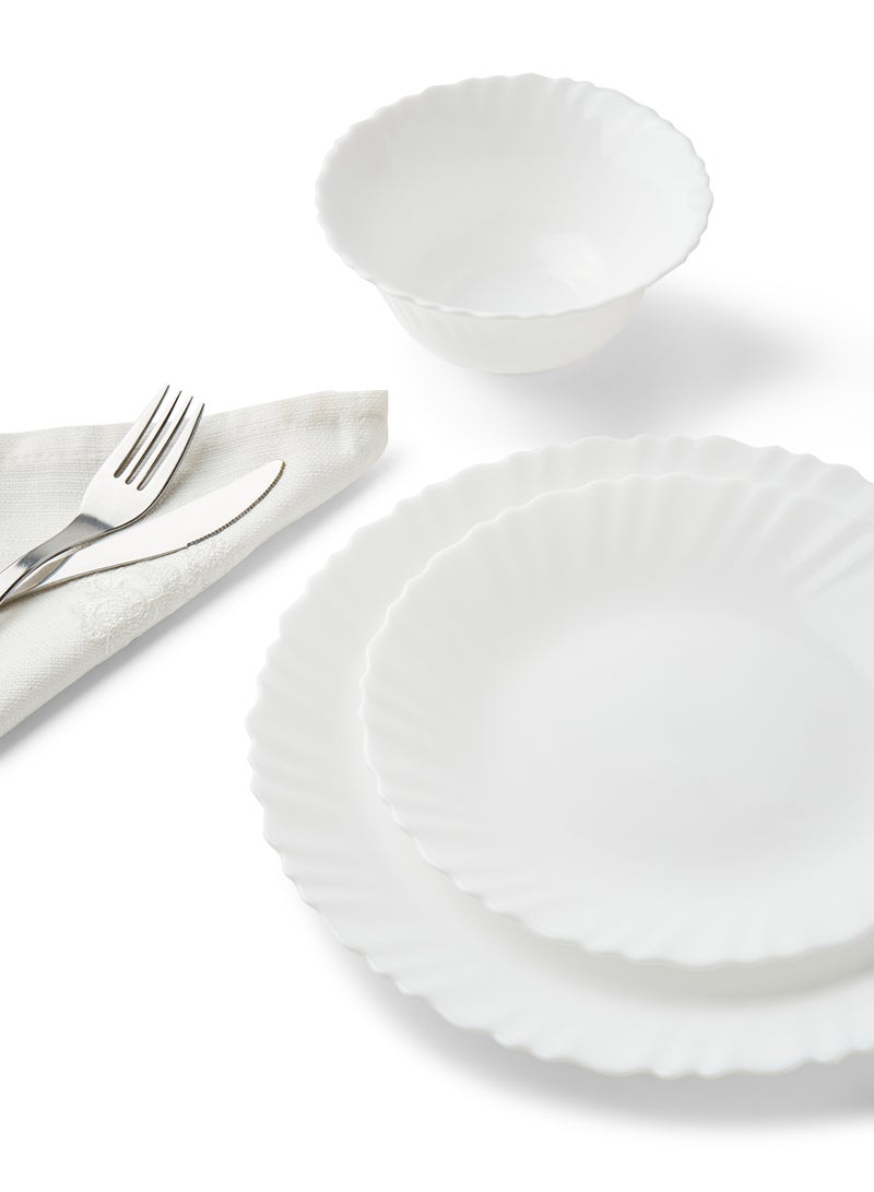 Noon East 12 Piece Opalware Dinner Set For Everyday Use - Light Weight Dishes, Plates - Dinner Plate, Side Plate, Bowl - Serves 4 - White White - Image 4