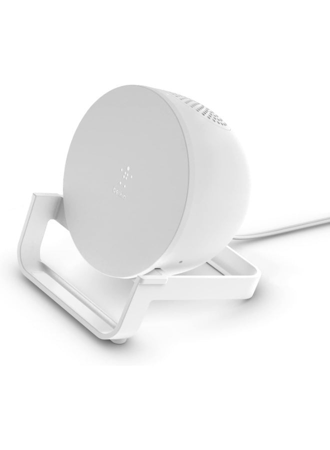belkin Soundform Charge - Wireless Charger And Bluetooth Speaker Combo, Charging Stand For iPhone And Android Devices, Stream Music And Video Calls While Charging White  - Image 1