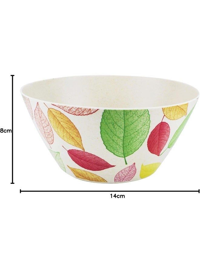 Bamboo Fibre Leaves Design Bowl White 14x8cm - Image 5