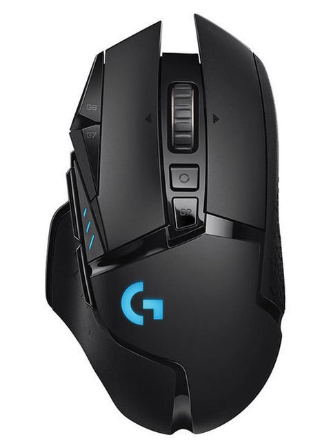 ماوس الألعاب اللاسلكي Logitech G502 Lightspeed، مستشعر Hero 25K، 25600 نقطة في البوصة، RGB، أوزان قابلة للتعديل، 11 زرًا قابلاً للبرمجة، عمر بطارية طويل، ذاكرة داخلية، جهاز كمبيوتر / ماك - أسود