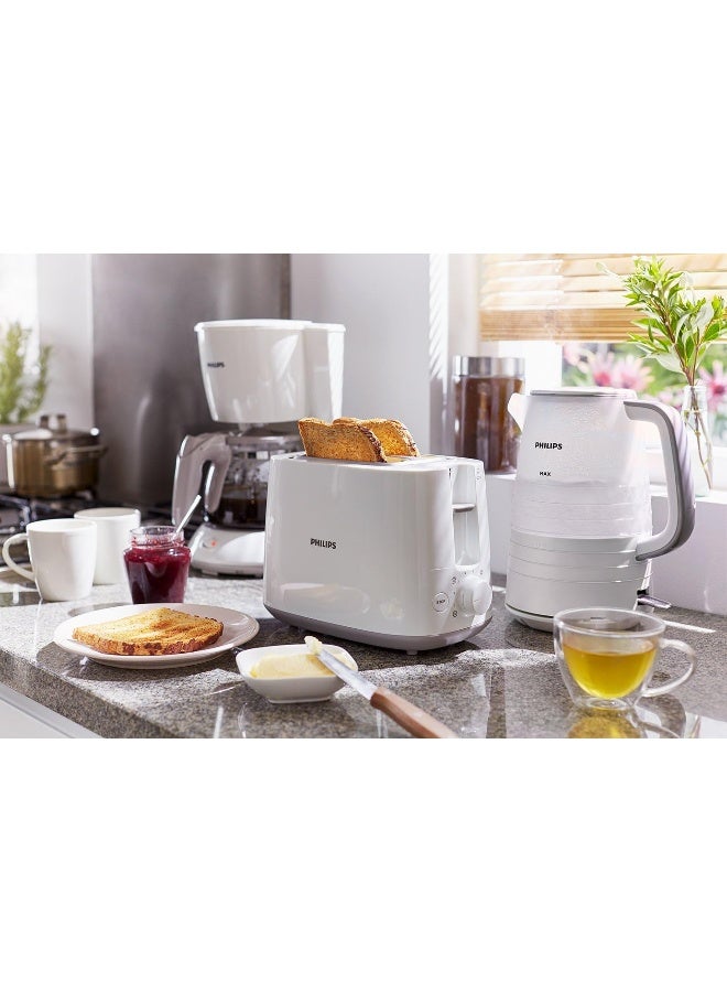 فيليبس محمصة خبز - بلاستيك، 2 فتحة مع مُسخن لفائف، 8 إعدادات، 830 W HD2581/01 أبيض - Image 4