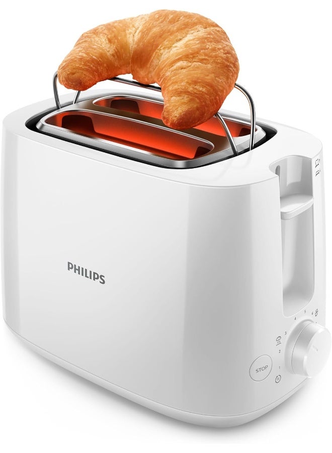 فيليبس محمصة خبز - بلاستيك، 2 فتحة مع مُسخن لفائف، 8 إعدادات، 830 W HD2581/01 أبيض - Image 3