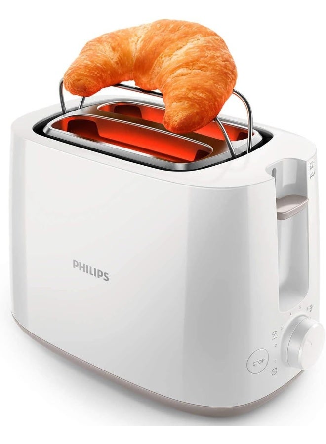 فيليبس محمصة خبز - بلاستيك، 2 فتحة مع مُسخن لفائف، 8 إعدادات، 830 W HD2581/01 أبيض - Image 5