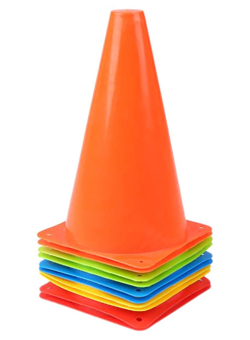 مجموعة إشارات مرور مخروطية مناسبة للاستخدام أثناء لعب الرياضات والتدريب، من 10 قطع 5.3 x 9بوصة - Image 1