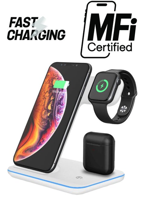 3-In-1 Wireless Charger White