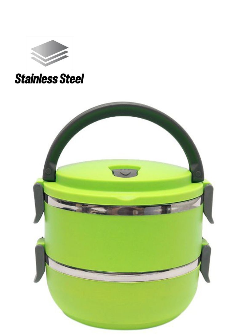 2-Layer Insulated Food Container Lunch Box Green/Grey