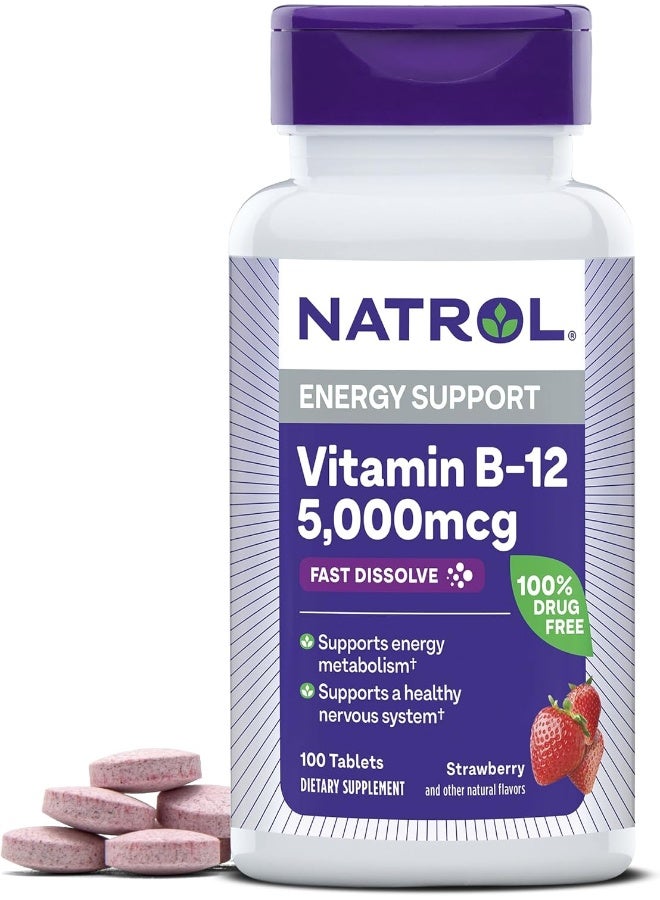 Natrol Vitamin B12 Fast Dissolve, 5000mcg 100 Tablets Packaging May Vary - Image 1