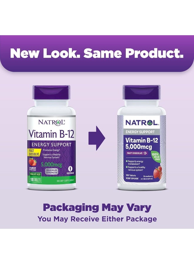 Natrol Vitamin B12 Fast Dissolve, 5000mcg 100 Tablets Packaging May Vary - Image 5