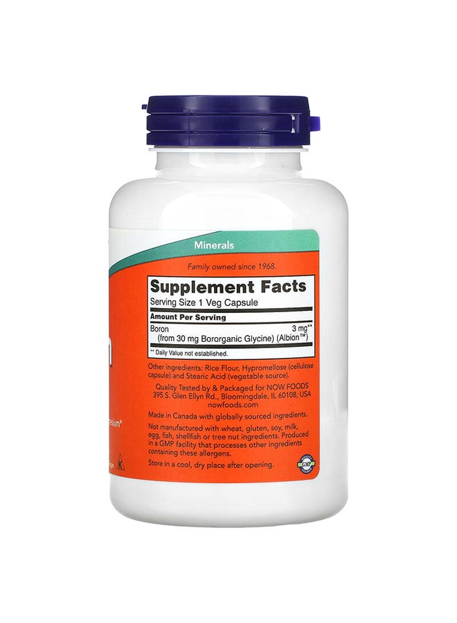 Now Foods - Boron 3mg 250 veg Capsules - Image 1