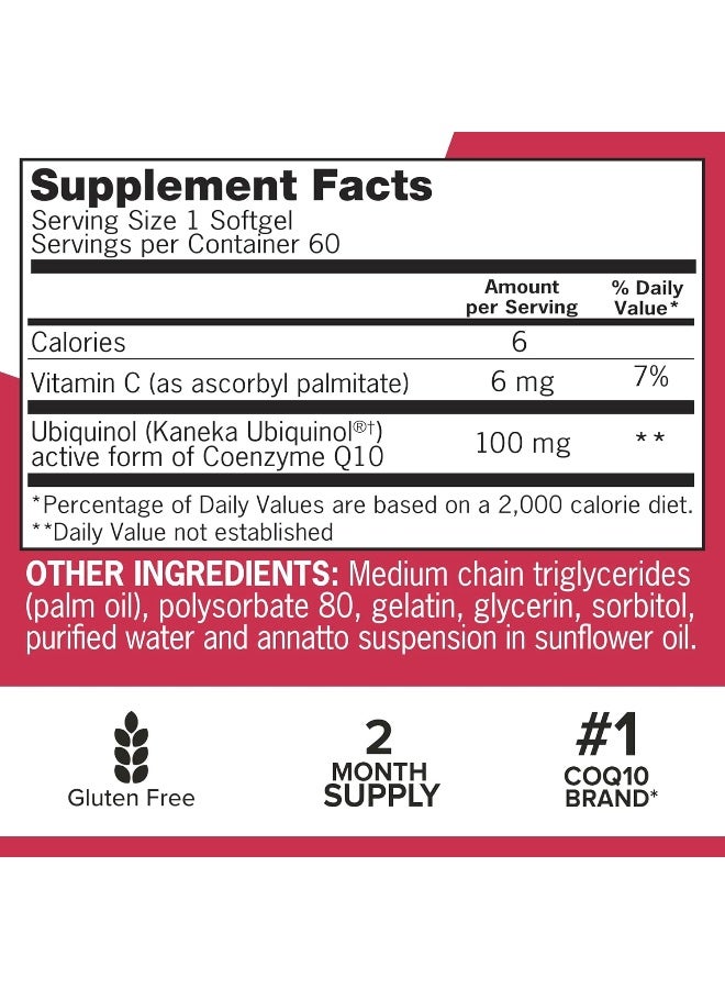 Qunol Mega CoQ10 Ubiquinol Dietary Supplement - 60 Softgels - Image 2