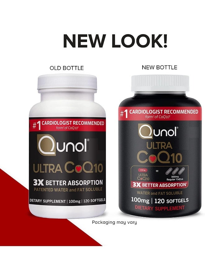 Qunol - Ultra CoQ10, 3x Better Absorption, 120 Softgels Packaging May Vary - Image 1
