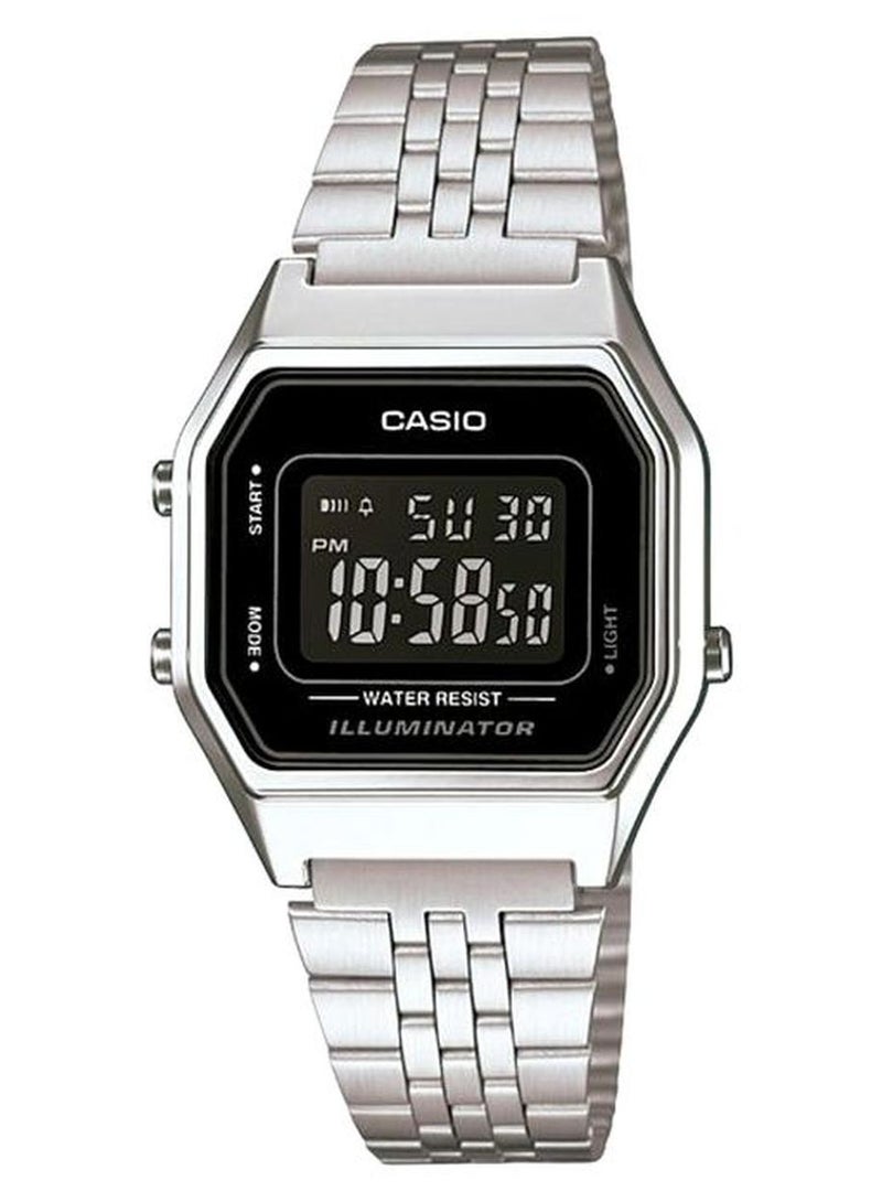 كاسيو ساعة يد رقمية بسوار من الإستانلس ستيل طراز LA680WA-1BDF - مقاس 34 مم - لون فضي للرجال - Image 1