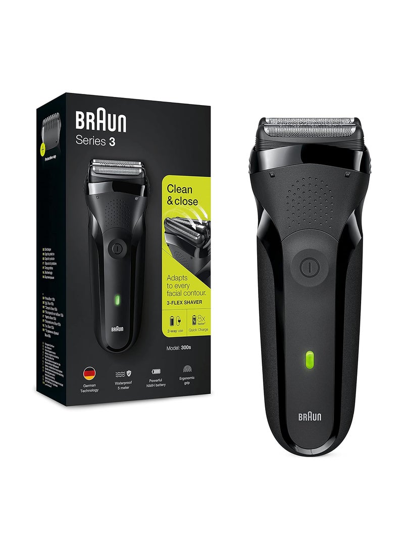 براون مجموعة ماكينة حلاقة كهربائية سيريس 3 قابلة لإعادة الشحن أسود 300جرام - Image 1