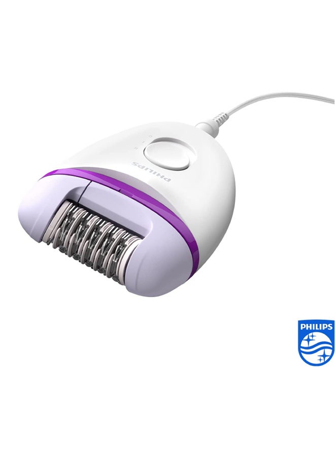 Philips - Satinelle Essential Corded Compact Epilator BRE225/01 White/Purple 300grams - Image 1