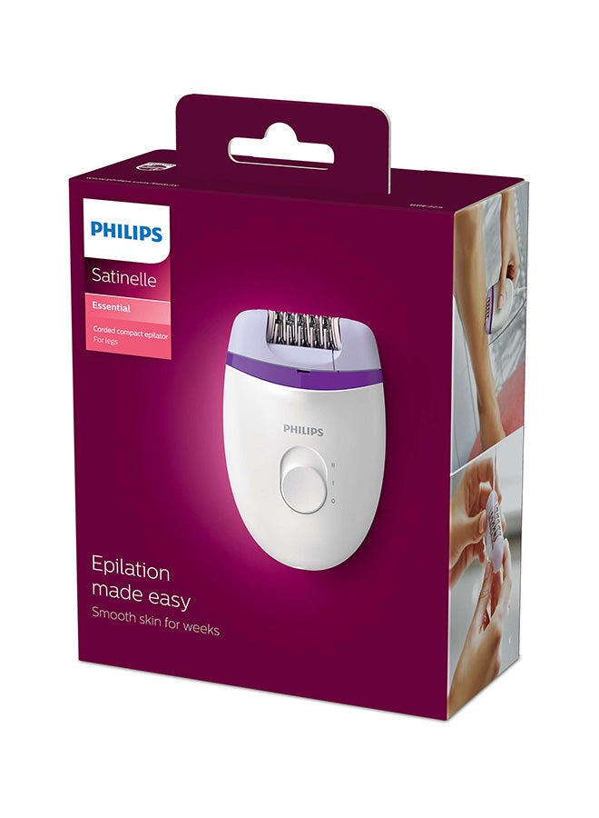 Philips - Satinelle Essential Corded Compact Epilator BRE225/01 White/Purple 300grams - Image 1